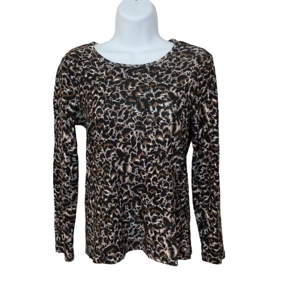 Time and Tru Animal Print Long Sleeve Top - Picture 1 of 7